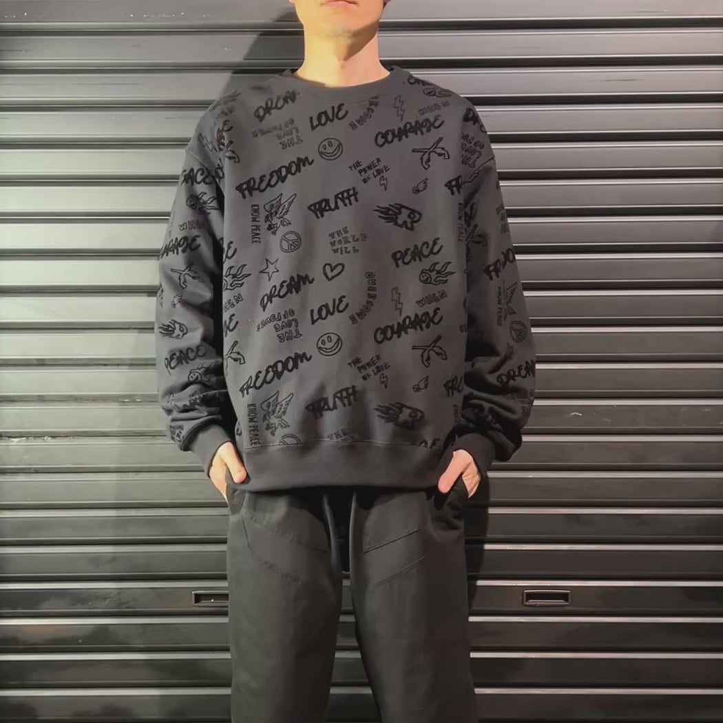 FLOCKY PRINT SWEAT / BLACK