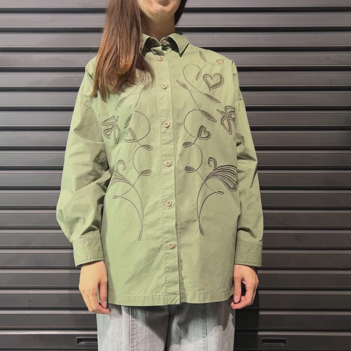 WOMENS EMBROIDERY SHIRT / BLACK