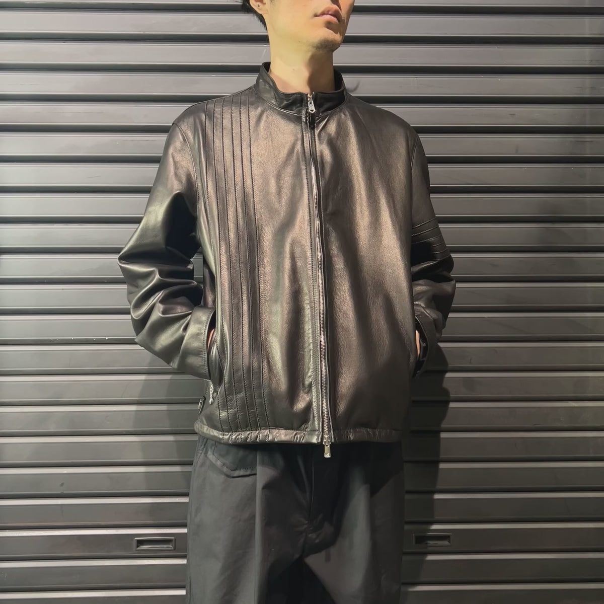 COW LEATHER JACKET / BLACK