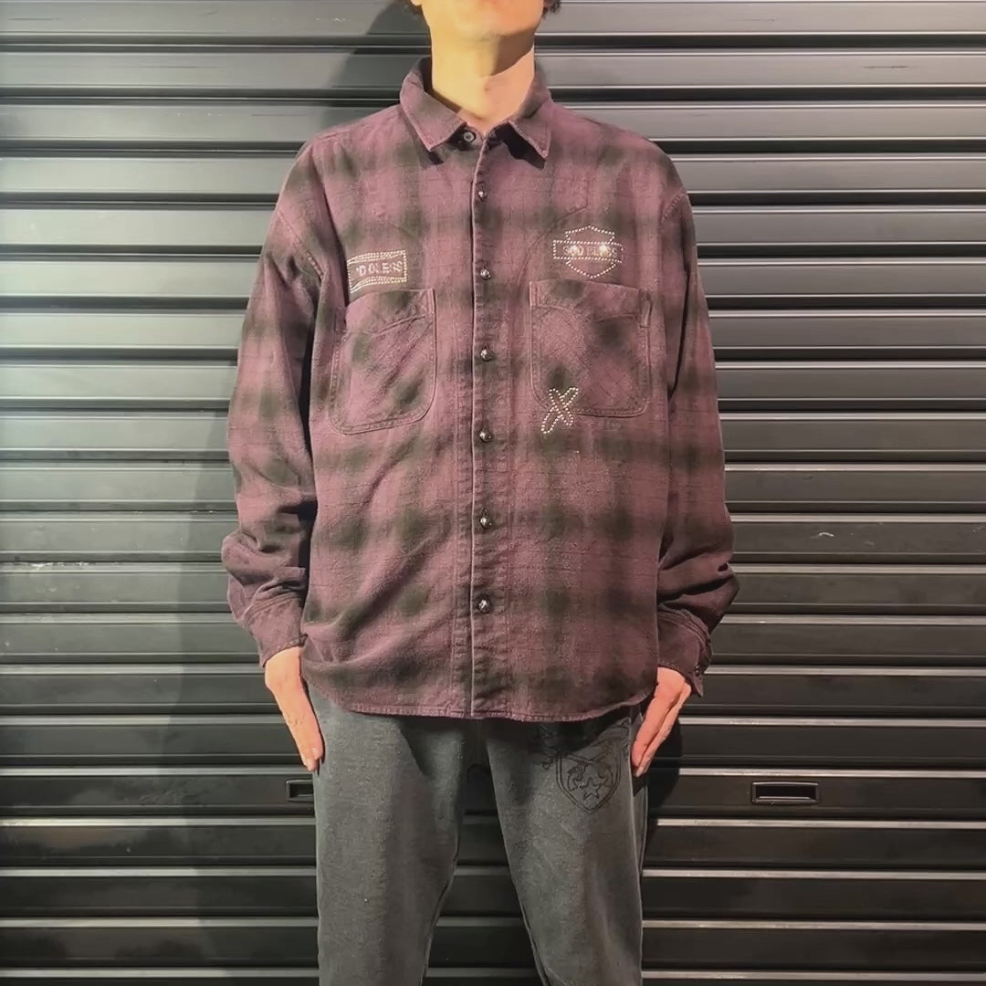 SHGGY CHECK SHIRT METAL / BURGUNDY