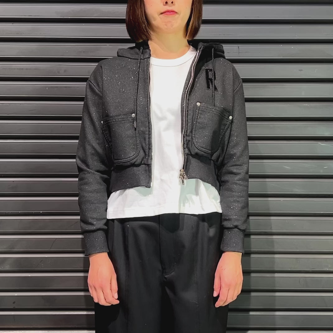 WOMEN LAME FLEECY HOODIE / BLACK