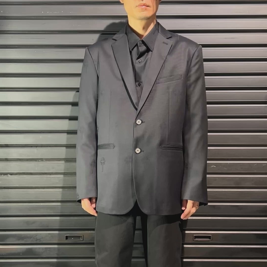 CROSS JACQUARD JACKET / BLACK