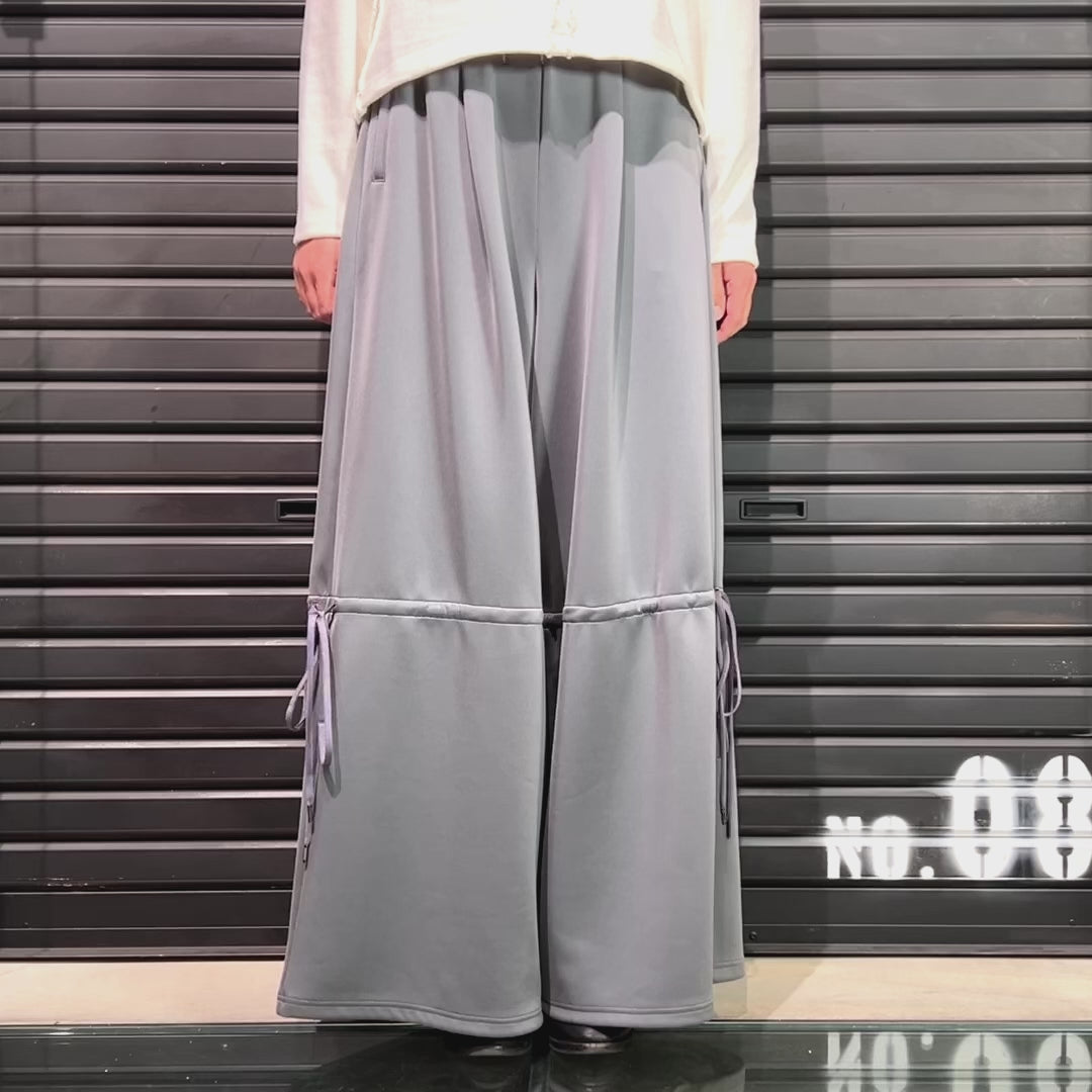 WOMEN CARDBORD JERSEY WIDE PANTS / GRAY