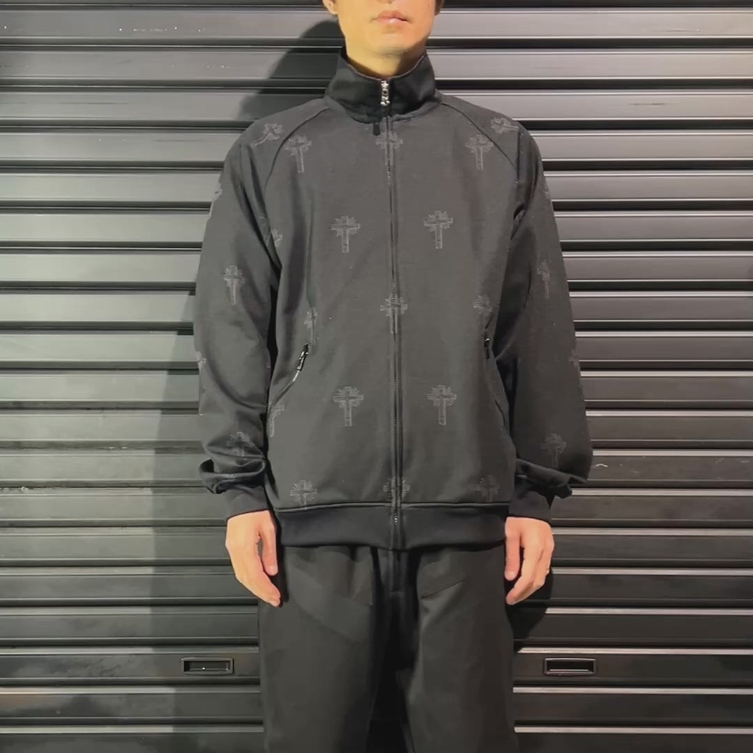 CROSS JACQUARD JERSEY TRACK JACKET / BLACK