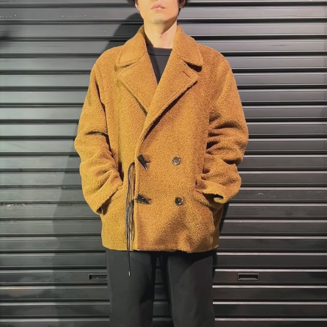 POODLE FUR HORN TOGGLE P-COAT / BROWN