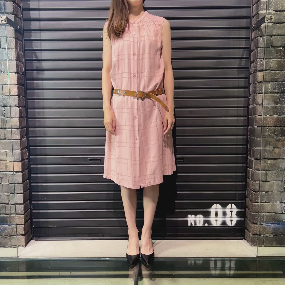 WOMENS CHAIN CHECK DRESS / PINK