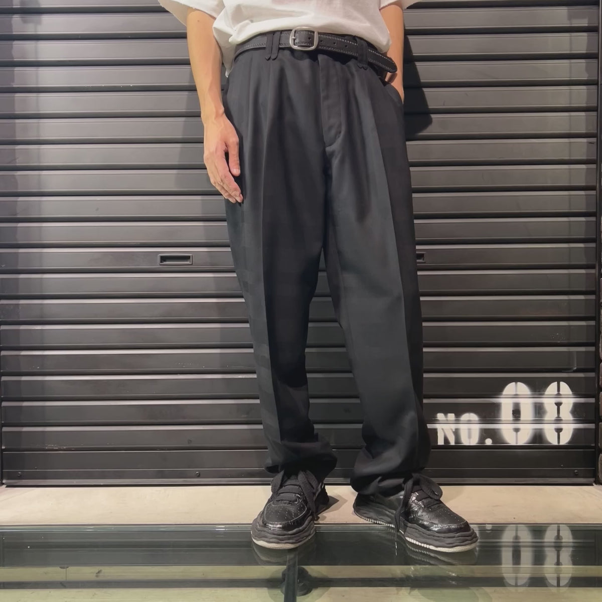 SHADOW CHECK PANTS / BLACK
