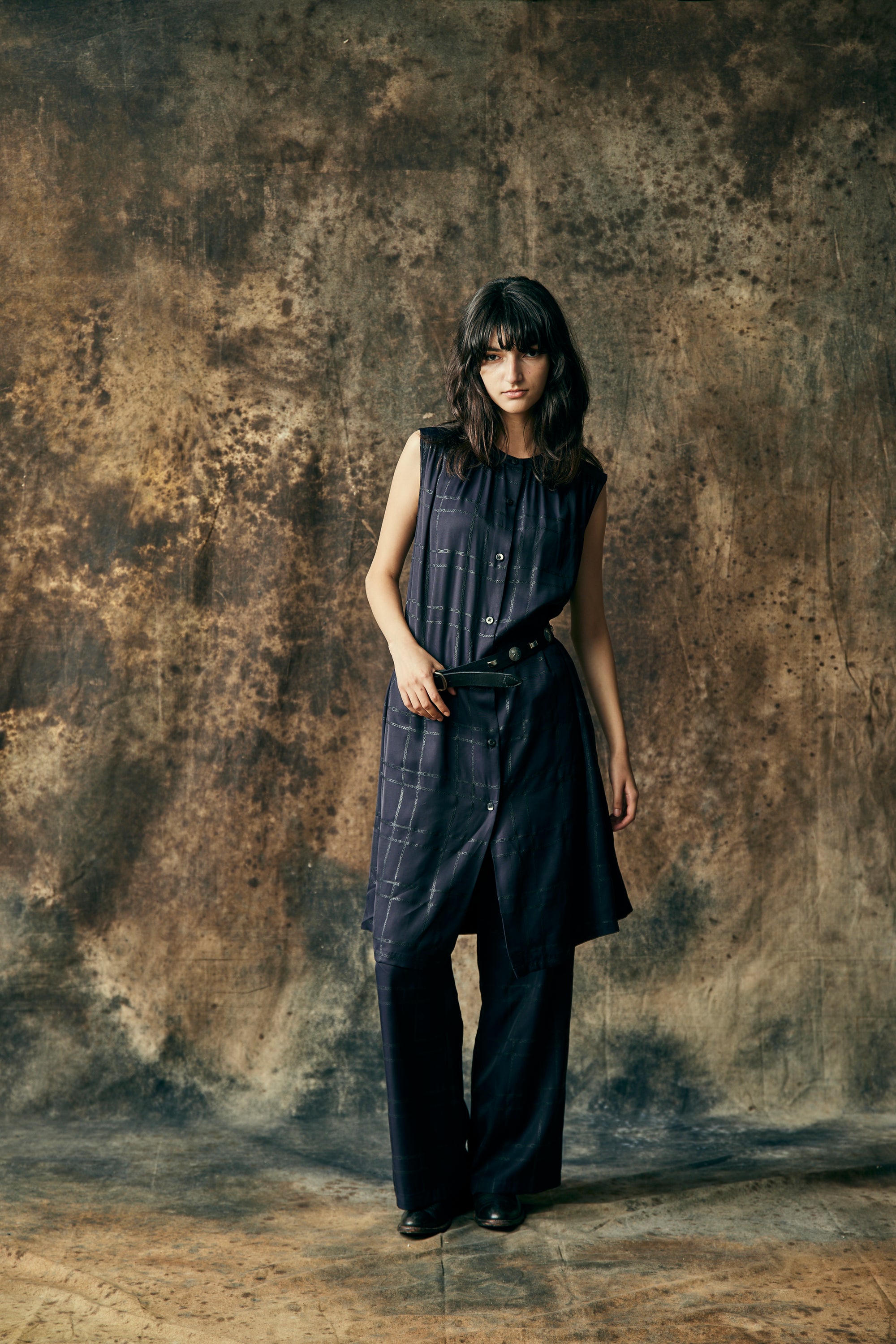 画像をギャラリービューアに読み込む, WOMENS CHAIN CHECK PANTS / BLACK