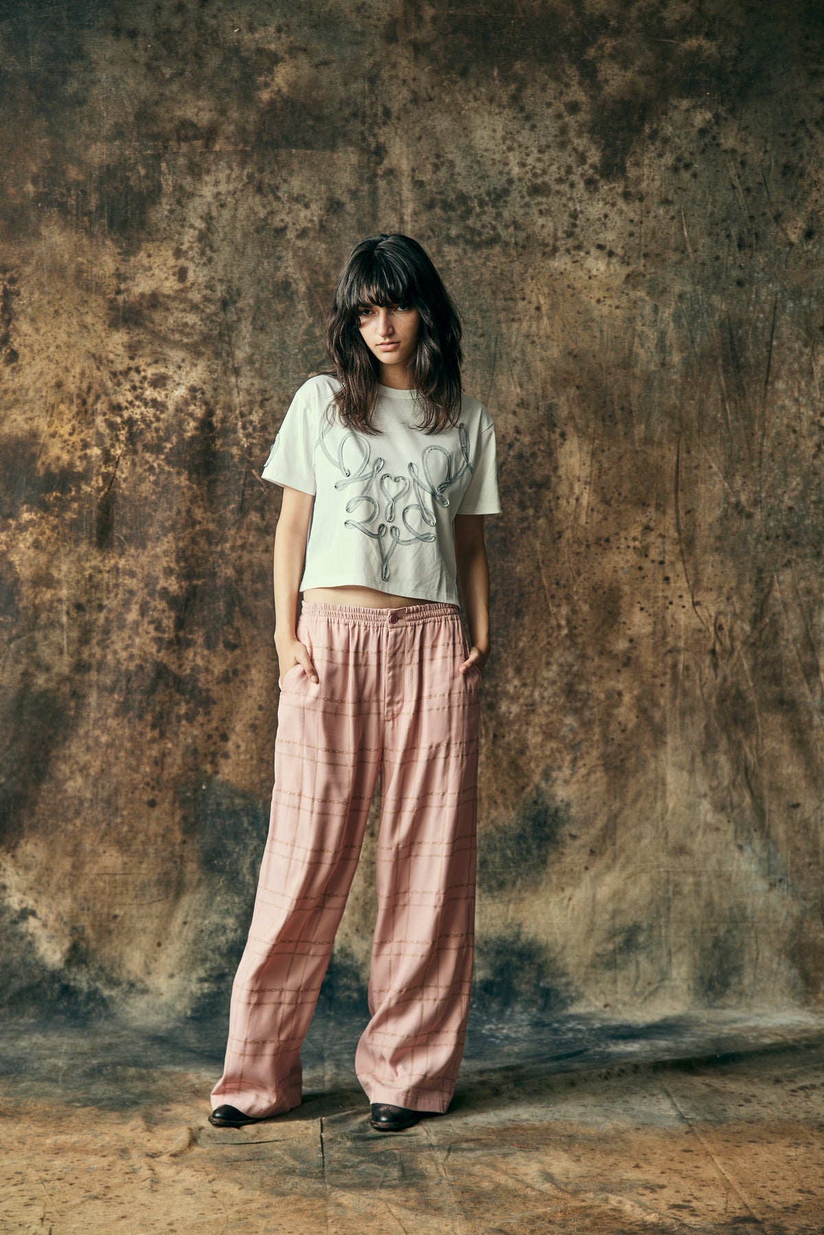 WOMENS CHAIN CHECK PANTS / PINK