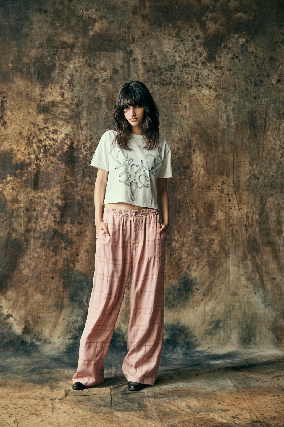画像をギャラリービューアに読み込む, WOMENS CHAIN CHECK PANTS / PINK