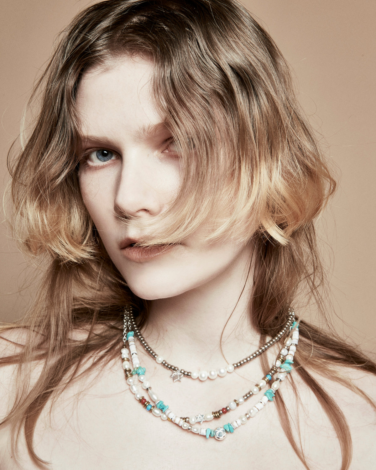 PEARL TURQUOISE WHITE SHELL NECKLACE