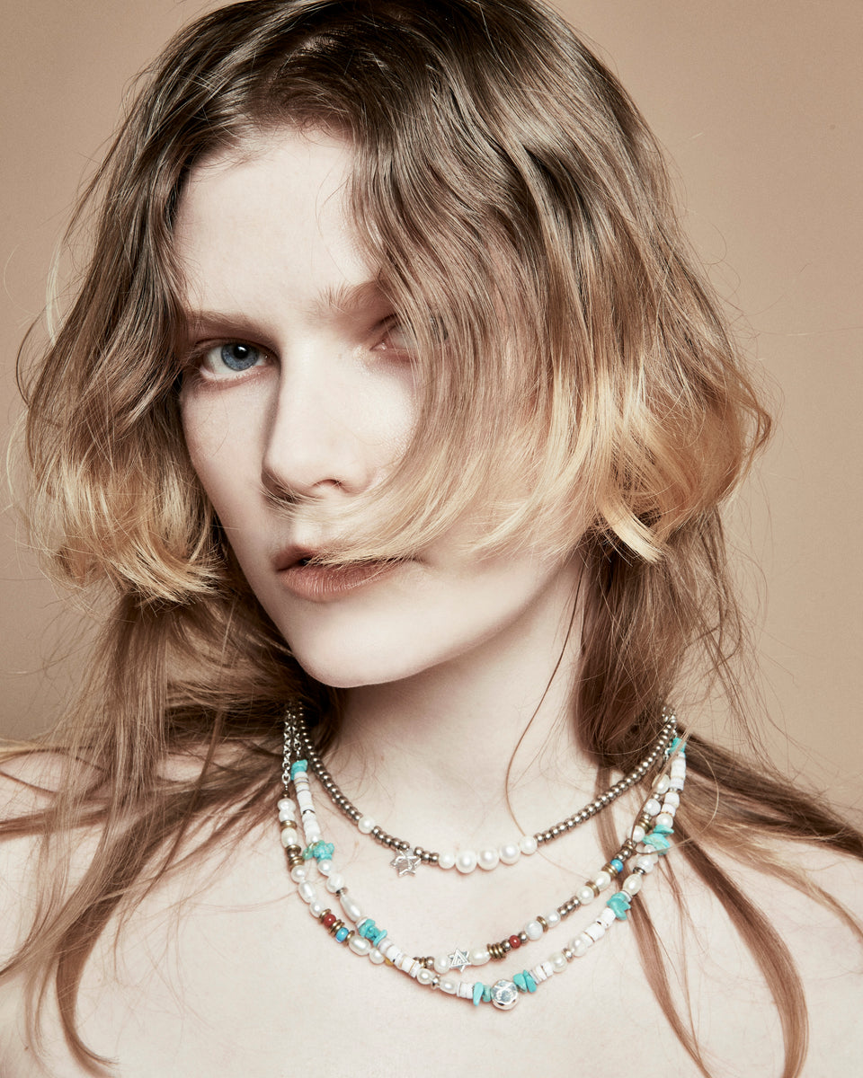 画像をギャラリービューアに読み込む, PEARL TURQUOISE WHITE SHELL NECKLACE