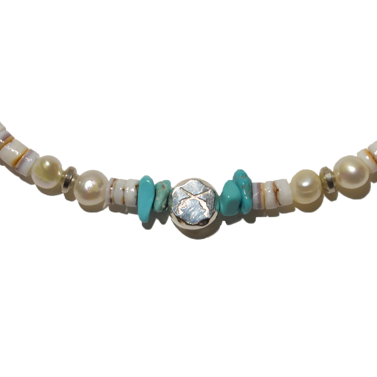 PEARL TURQUOISE WHITE SHELL NECKLACE