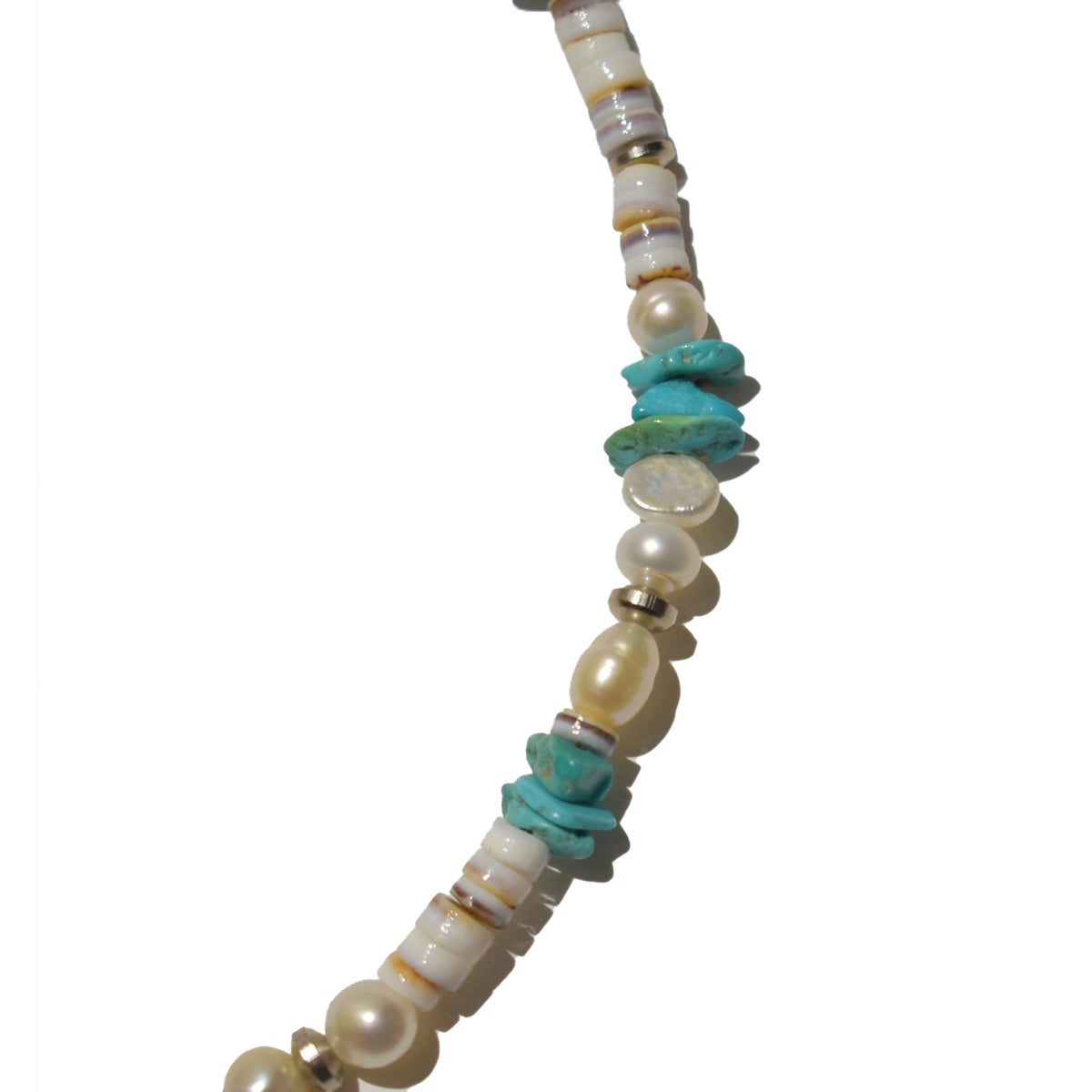 PEARL TURQUOISE WHITE SHELL NECKLACE