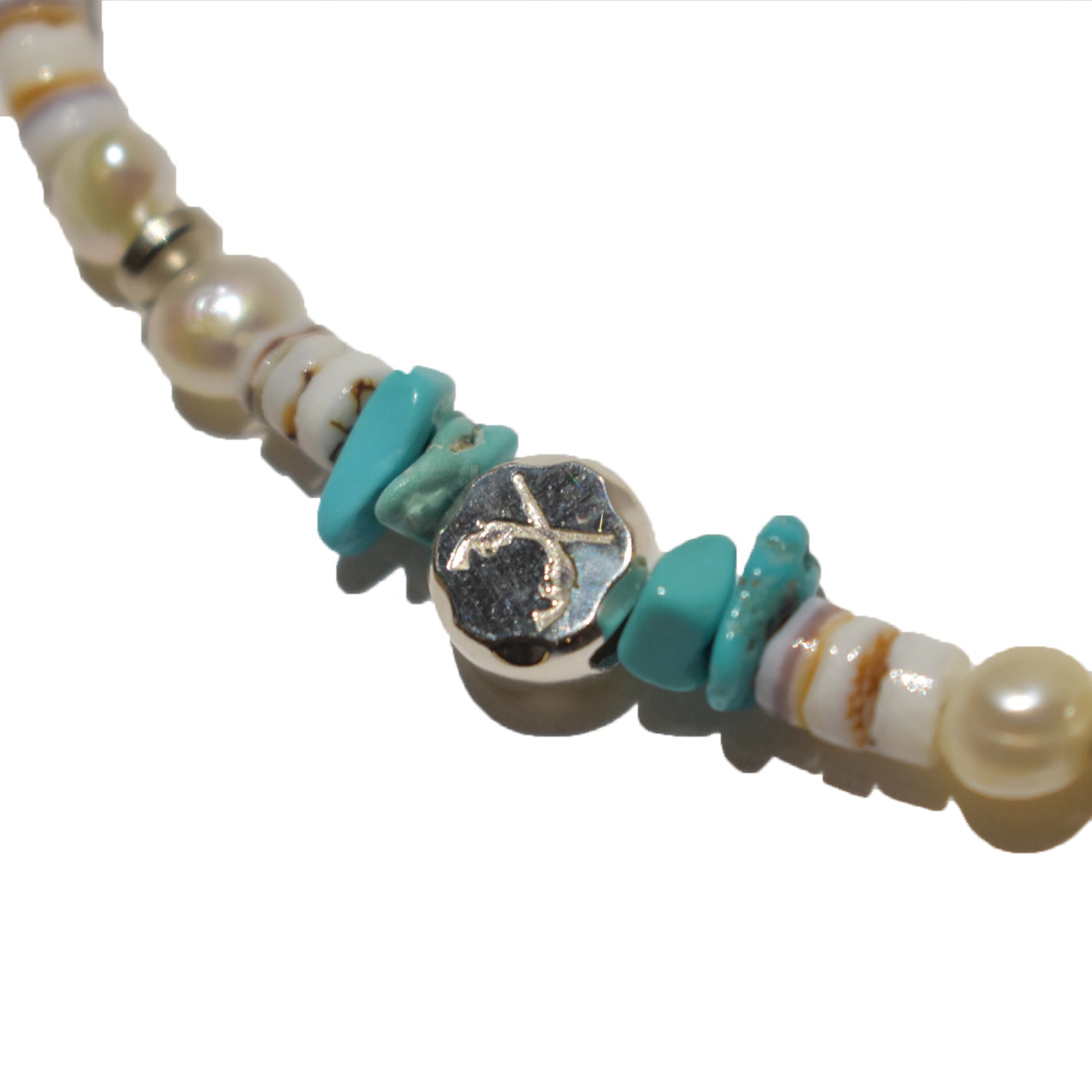 画像をギャラリービューアに読み込む, PEARL TURQUOISE WHITE SHELL NECKLACE