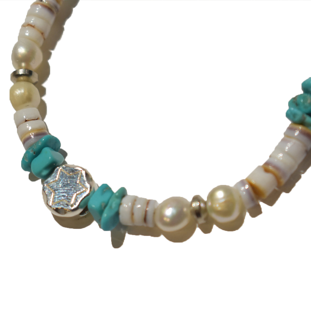 PEARL TURQUOISE WHITE SHELL NECKLACE